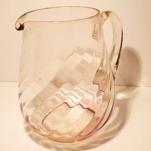RIDGE PINK SWIRLED GLASS PITCHER vintage